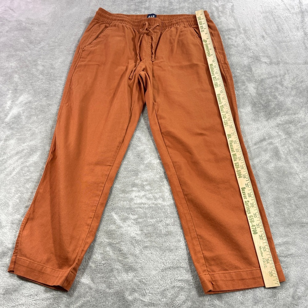 Gap Linen Blend Pants Womens Medium Orange Drawstring Elastic Waist Relaxed - Picture 2 of 11
